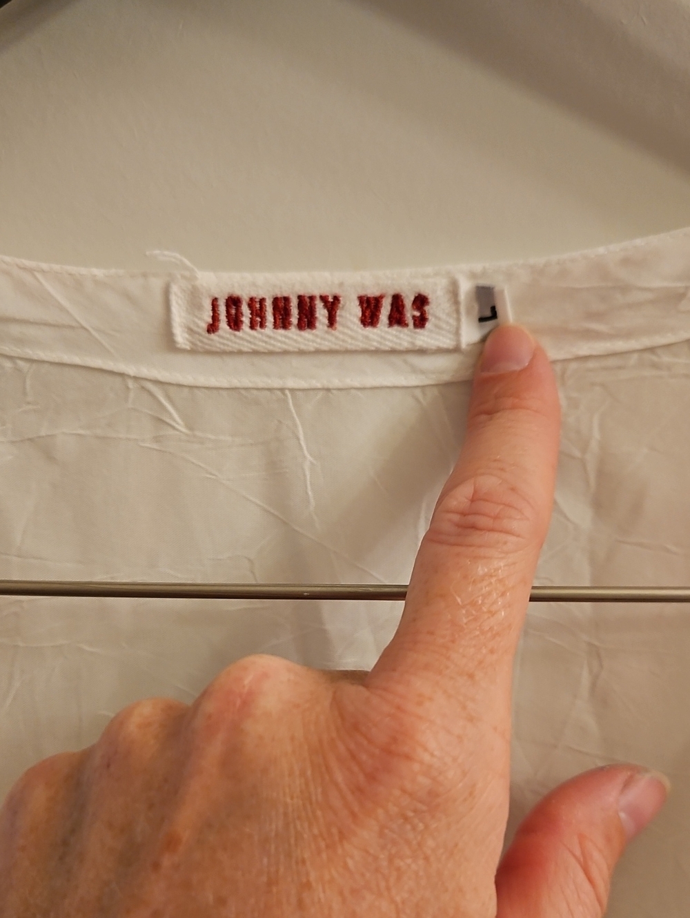 Johnny Was White Eyelet Embroidered Button Front Cropped Blouse, Tie Neck, L - Picture 3 of 11